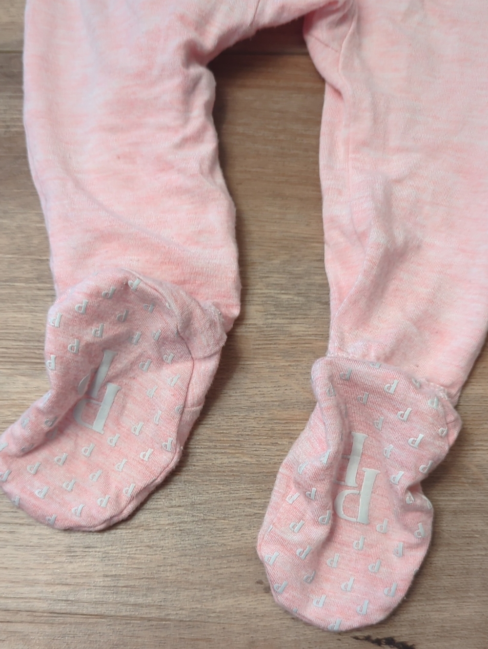 Posh Peanut Pink Heather Ruffle Zip Front Baby Footie, NB - Picture 6 of 8